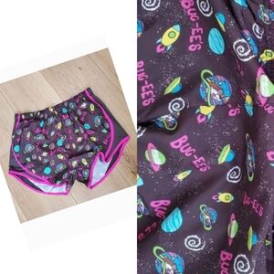 Bucees Beaver Shorts 2XL Space Print Design UFO Running Black Gray Pink Athletic